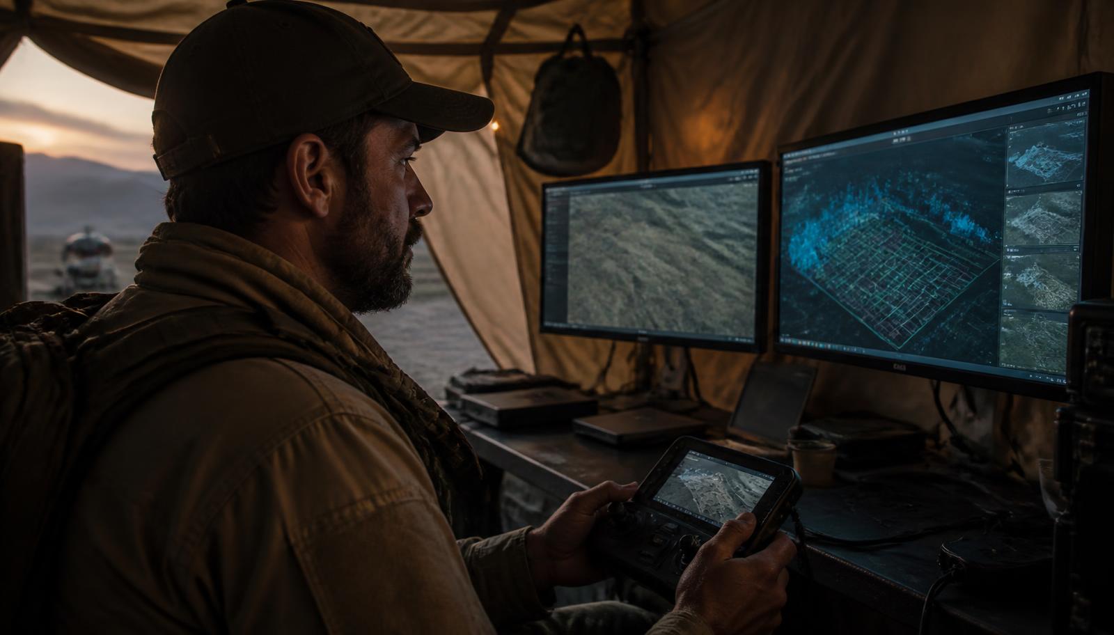 A system-level operator supervising a robot fleet from a field command station