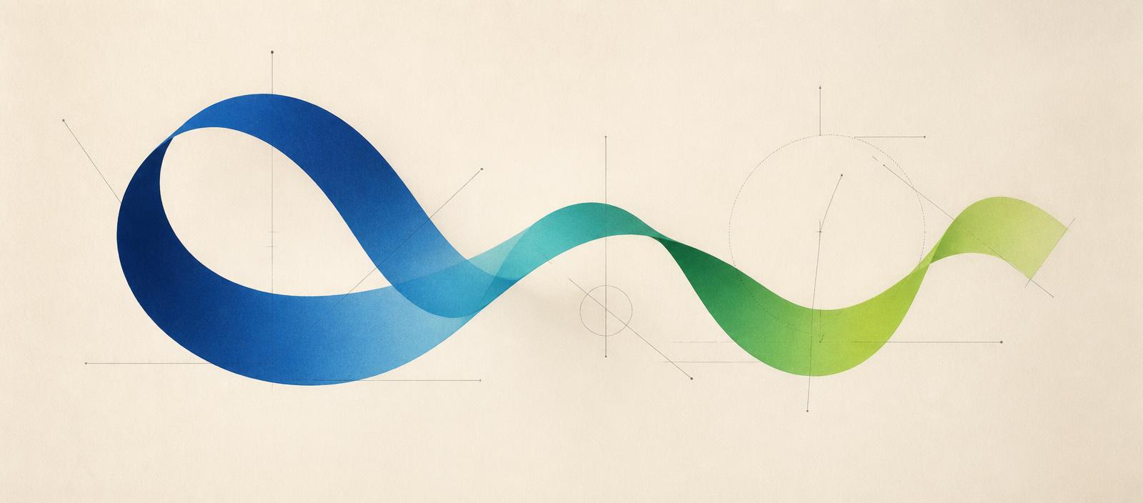 An editorial illustration of a continuous gradient band representing the spectrum of shared control